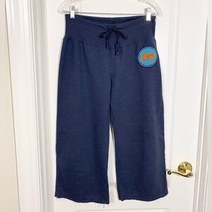 Nilla Shields Wide Leg Knit Capri Pants Crab Patch Blue M